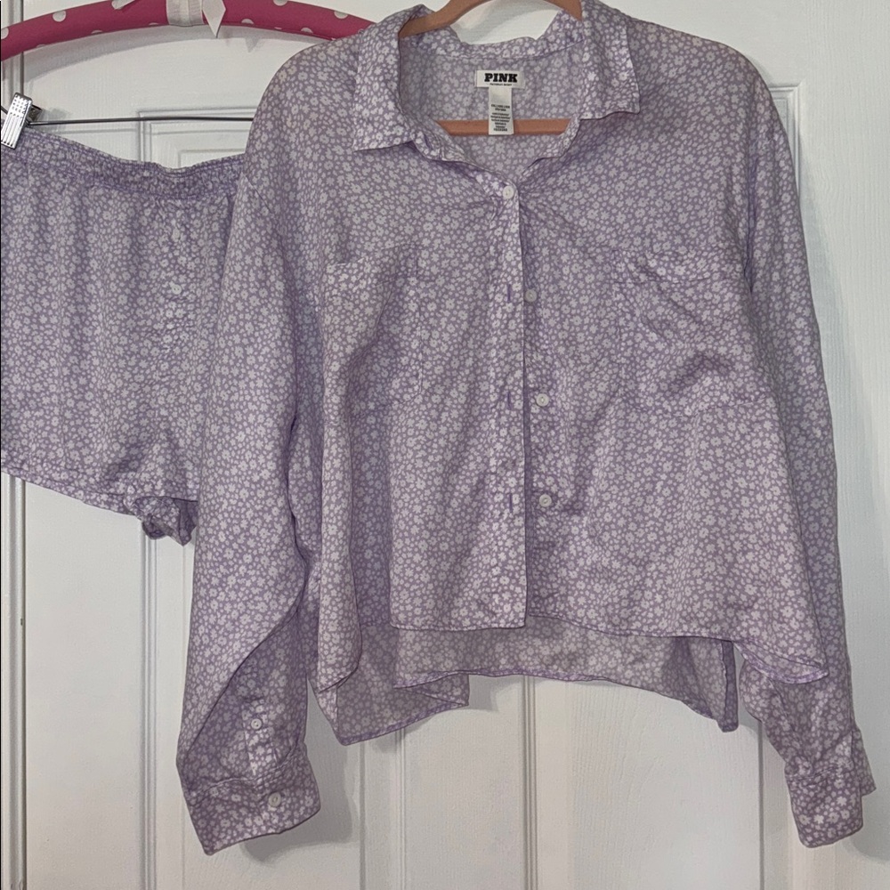 VS PINK Purple Floral Pajama Set